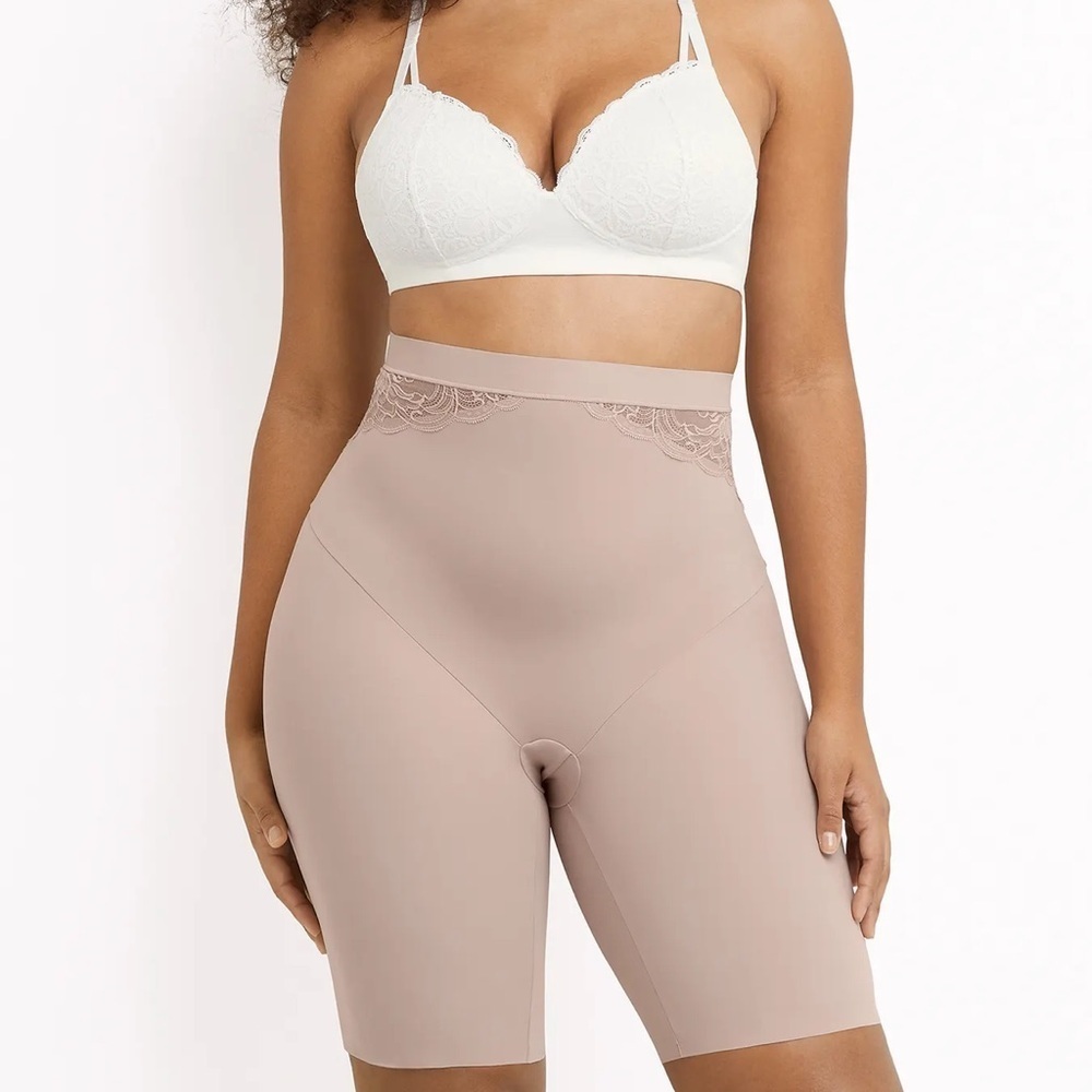 Maidenform Lace High Waist Thigh Slimmer Shapewear shorts NWT LARGE